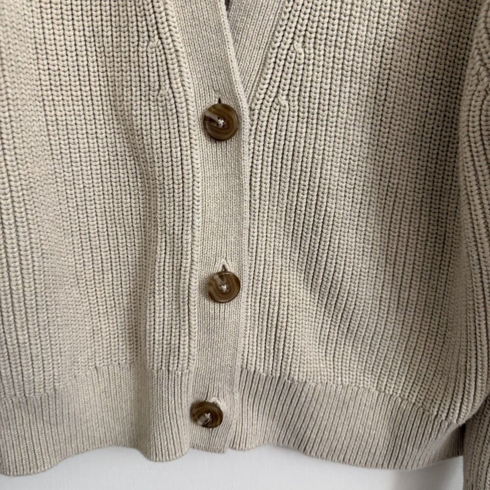 Quince Cardigan Sweater Small Beige Organic Cotton Fisherman Boxy Cropped - Picture 4 of 10